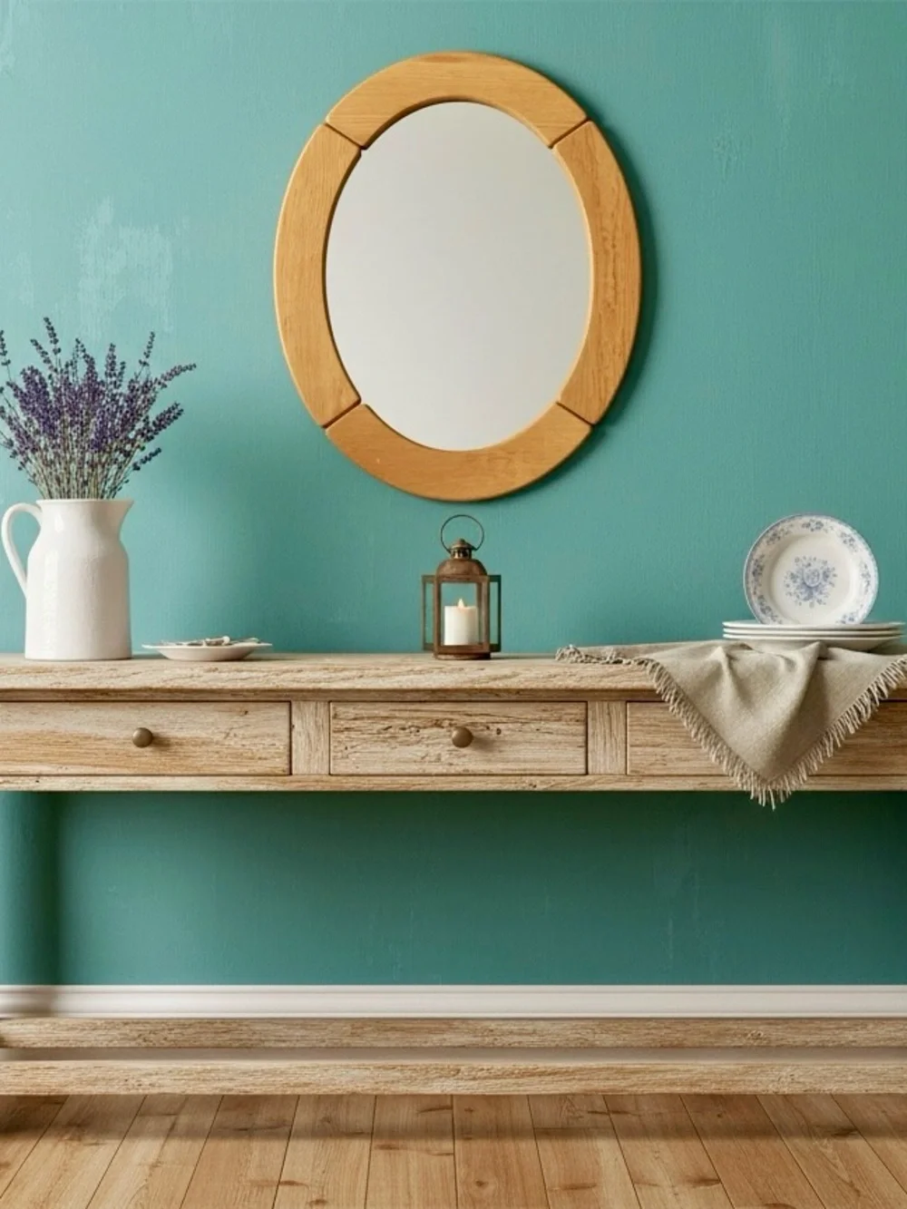 Rare Vintage Swedish Pine Framed Mirror